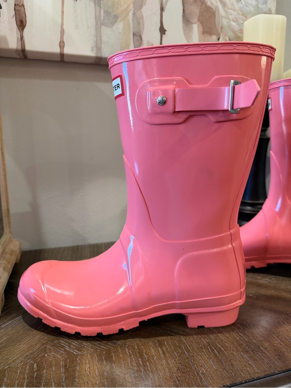 Hunter original short rain boots Pink Gloss Sz 8 - Picture 9 of 11